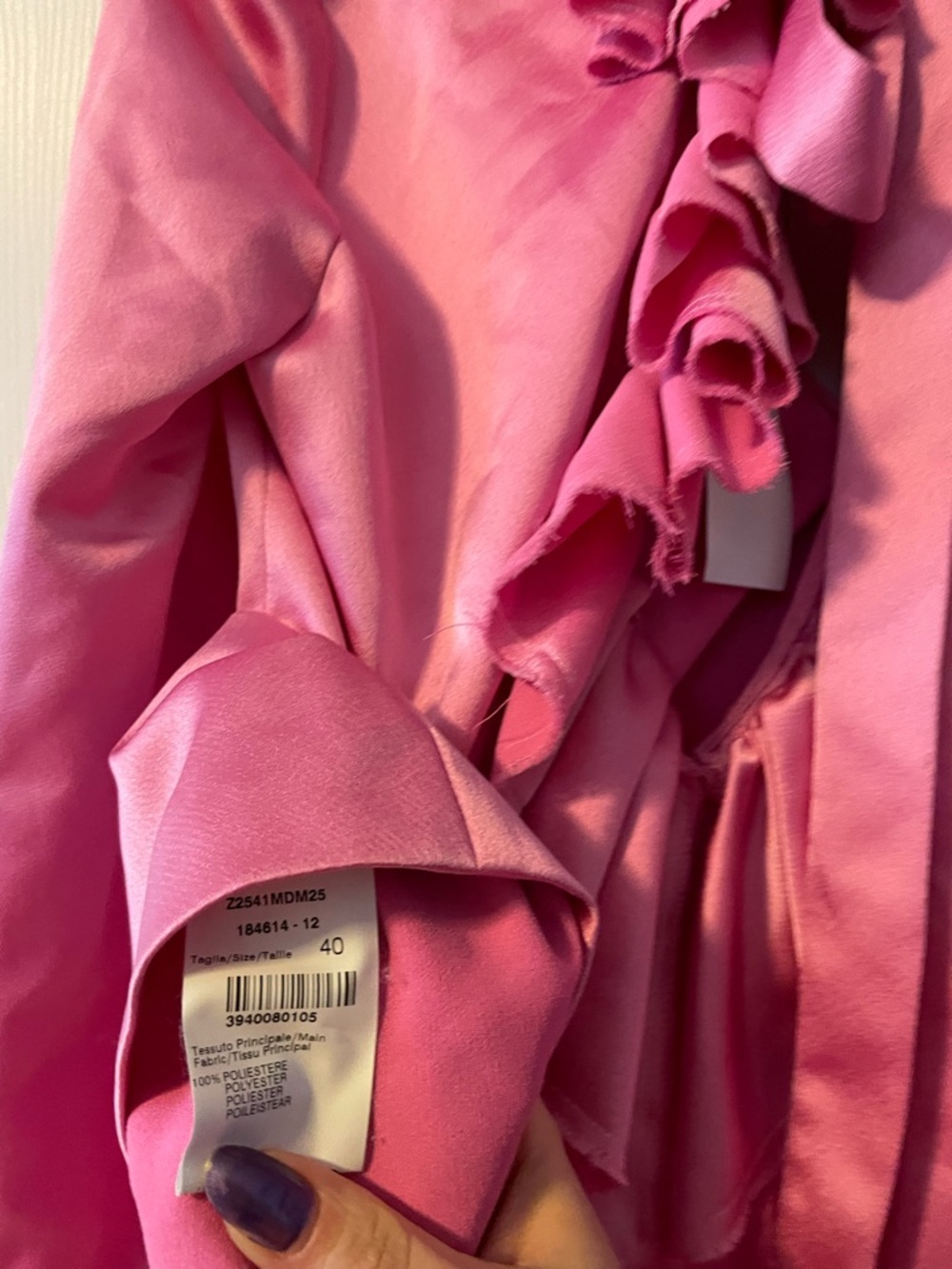MSGM Pink Ruffled V-Neck Blouse - Picture 5 of 7